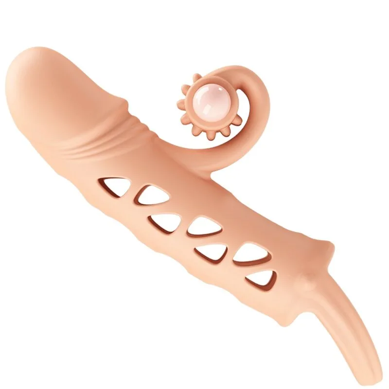 Romance - Hudfärgad Förlängningshylsa för Penis med Vibrerande Spets