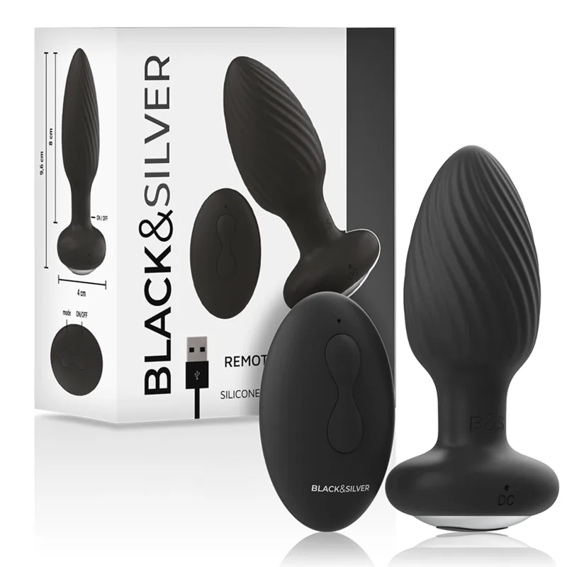 Black & Silver – Wells Silikonanal Roterande Plug med Fjärrkontroll