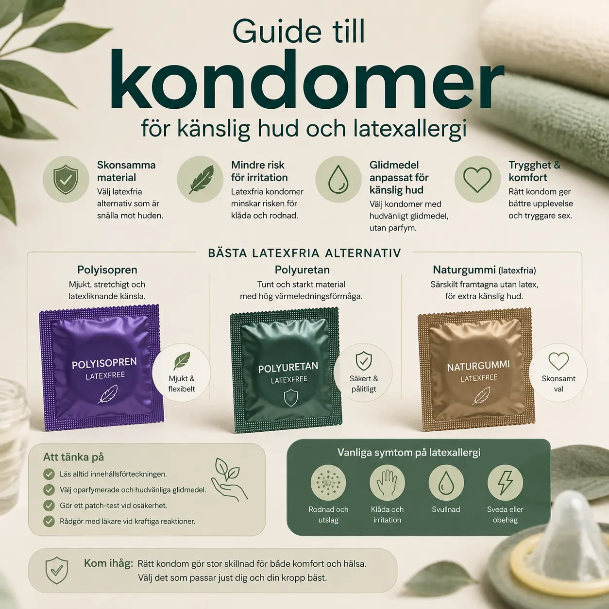 Guide till kondomer för känslig hud och latexallergi