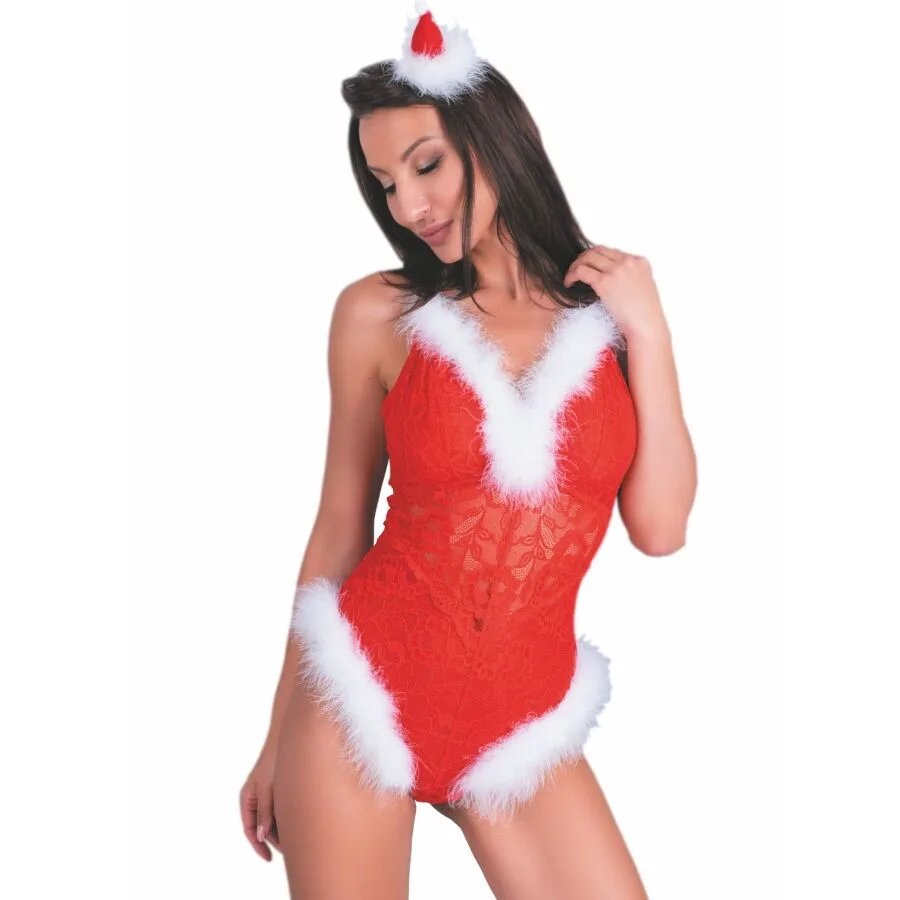 Livco Corsetti Fashion - Naughty Santa LC 90706 Julbodysuit, Storlek: S/M