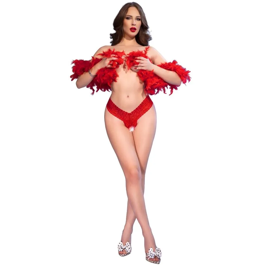 Chilirose CR 4885 Red Open-Crotch Thong - Size S