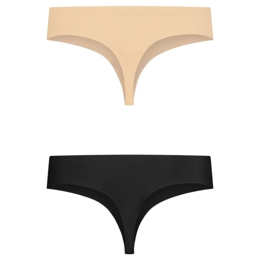 Bye-Bra Invisible Seamless Thong 2-Pack – Beige & Svart | Storlek S