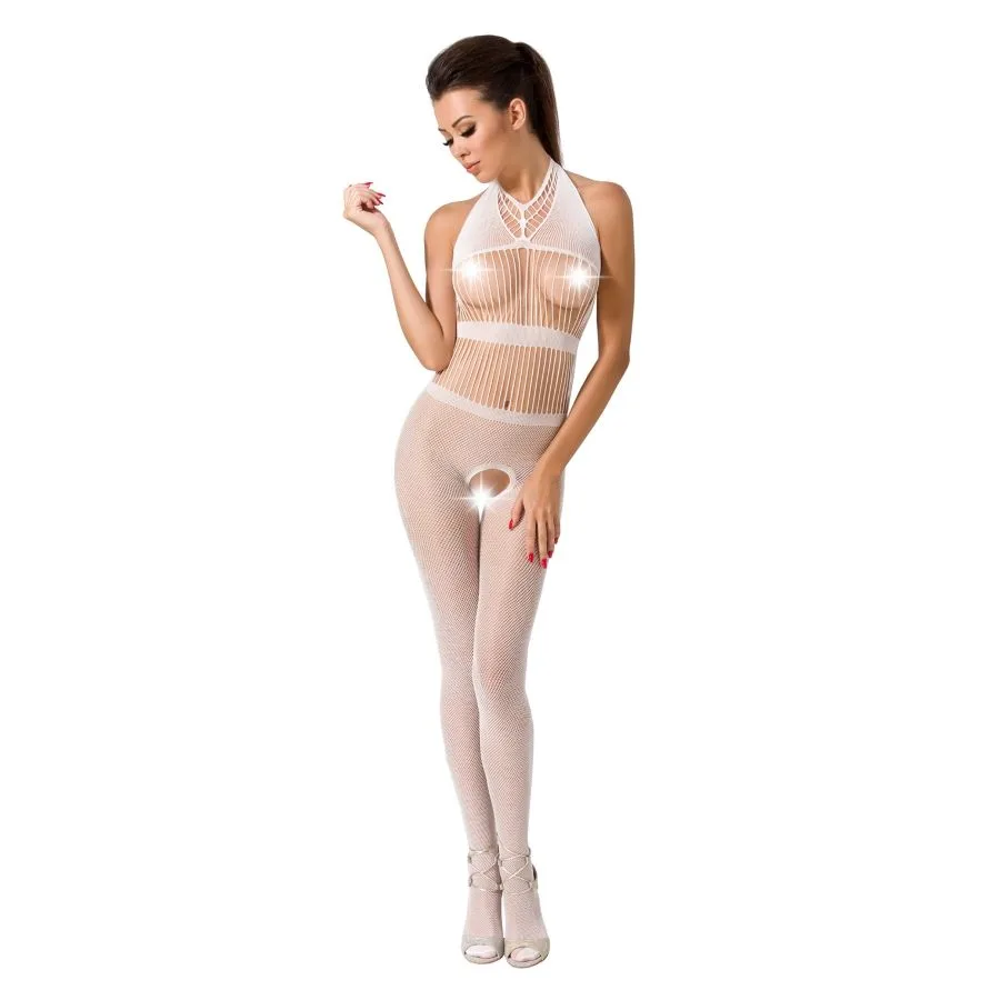 Passion BS048 White Lace Bodystocking with Open Crotch – One Size
