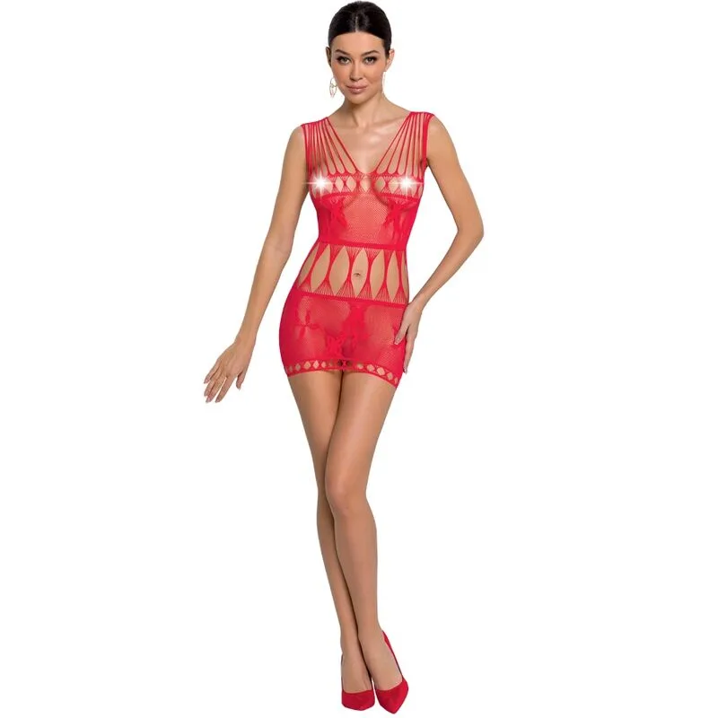 Passion BS090 Red Lace & Mesh Bodystocking | Elegant One-Size Lingerie