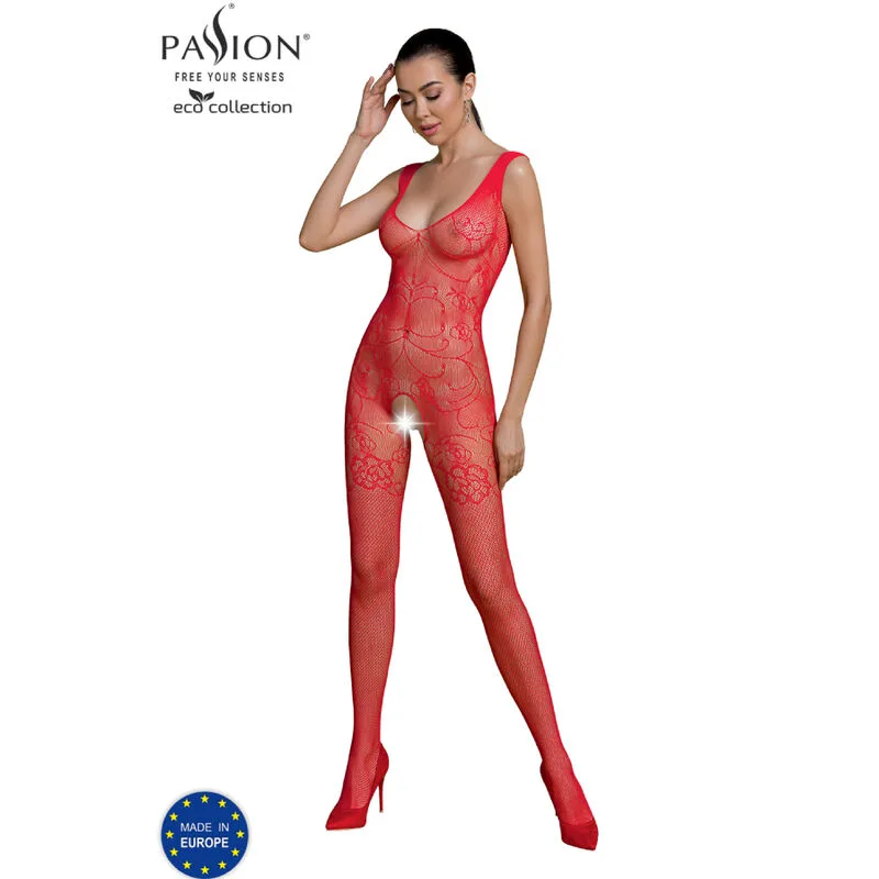 Passion Eco Collection Bodystocking BS012 – Sustainable Sheer Lingerie, Red