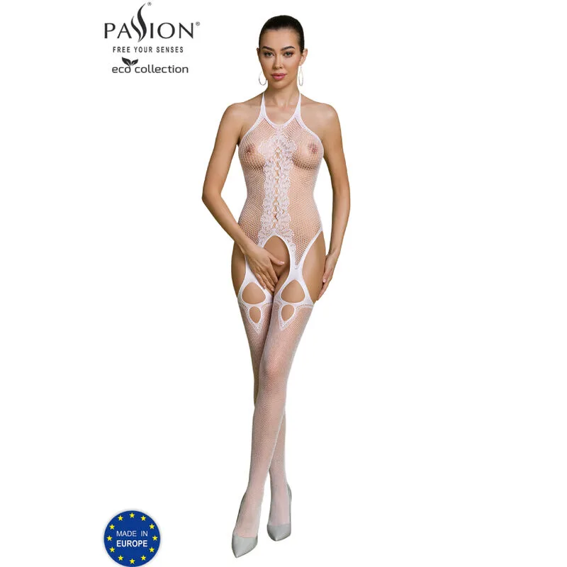 Passion Eco Collection Bodystocking BS013 – Sustainable Stretch Lace Body in White