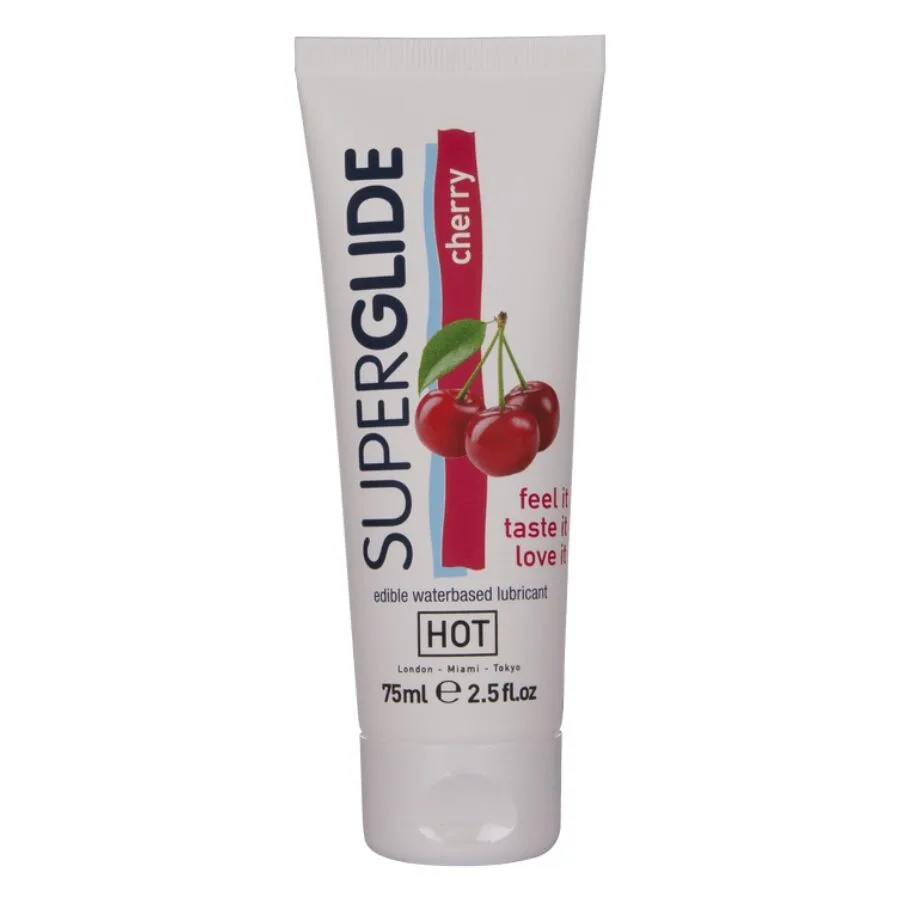 HOT Superglide Edible Water-Based Lubricant – Cherry Flavour 75ml