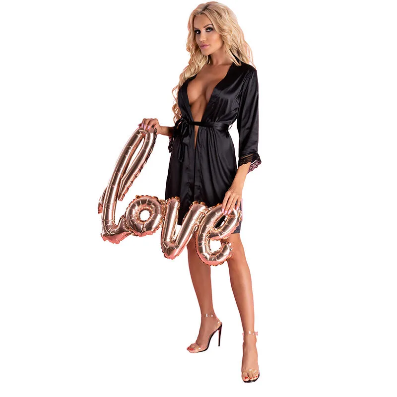 Livco Corsetti Fashion - Ariladyen LC 90568 Morgonrock & Trosa Set i Svart
