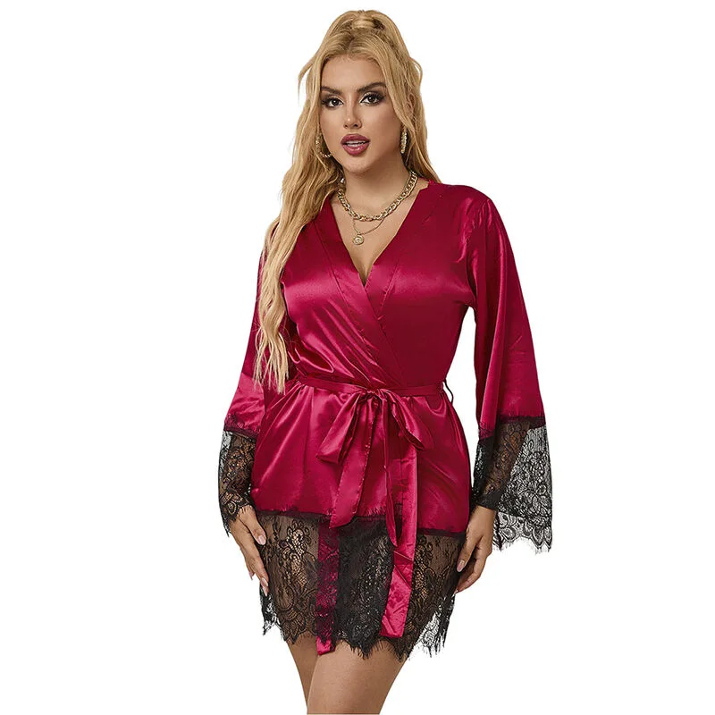 Subblime - 953829 Elegant Spetspyjamas & Stringset i Rött – Storlek L/XL