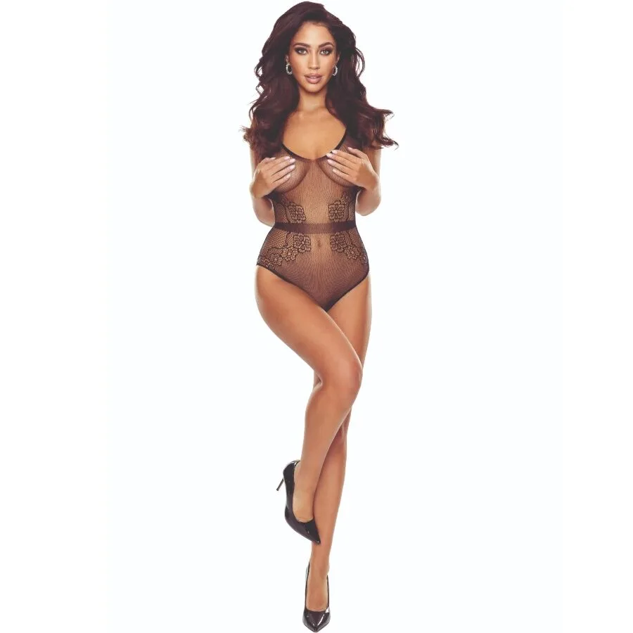 Passion BS115 Svart Nätmönstrad Bodystocking