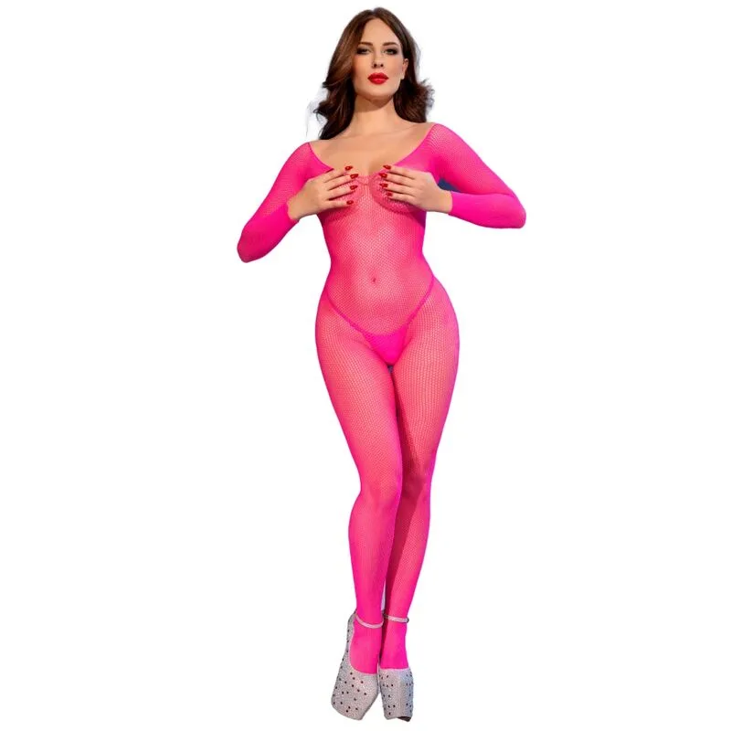 Chilirose CR 4894 Neonrosa Mesh Bodystocking – Storlek S/M