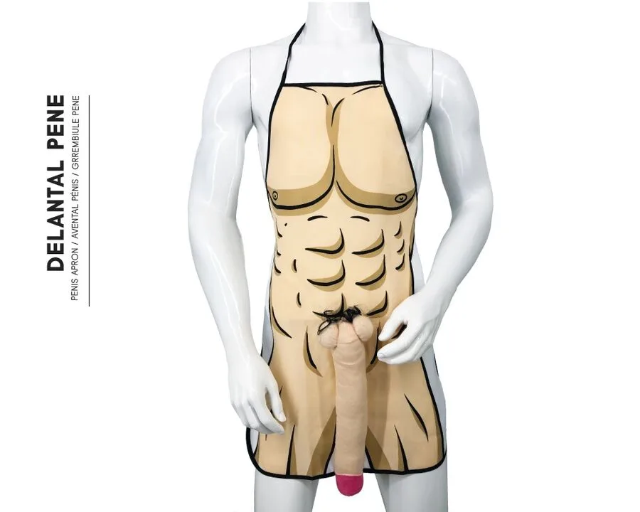 Diablo Picante - Novelty 3D Anatomiskt Förkläde med Muskulös Överkroppstryck
