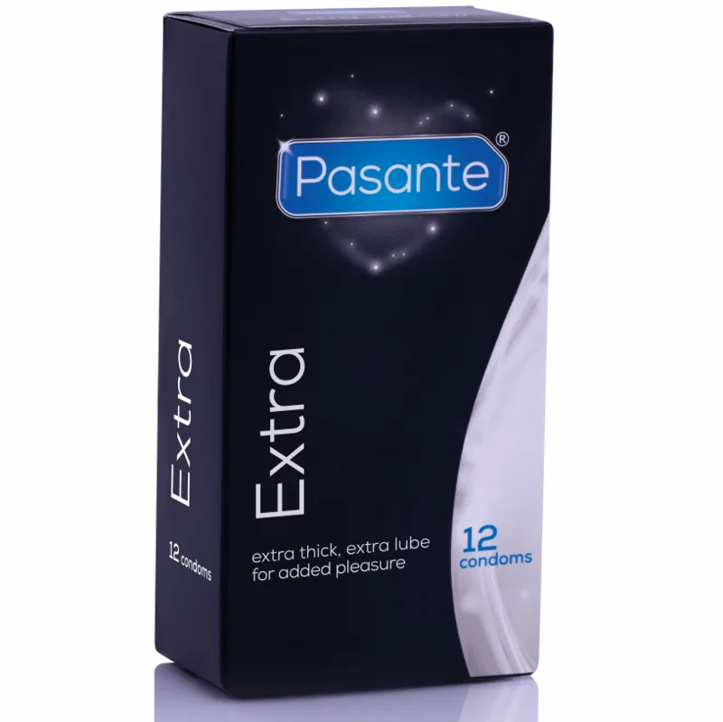 Pasante Extra – Extra tjocka kondomer med extra smörjmedel | 12 st