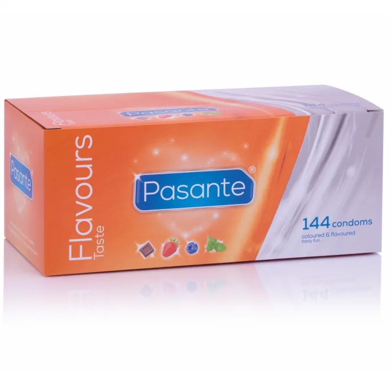 Pasante Taste Smaksatta Kondomer – Blandade Smaker – Storpack med 144