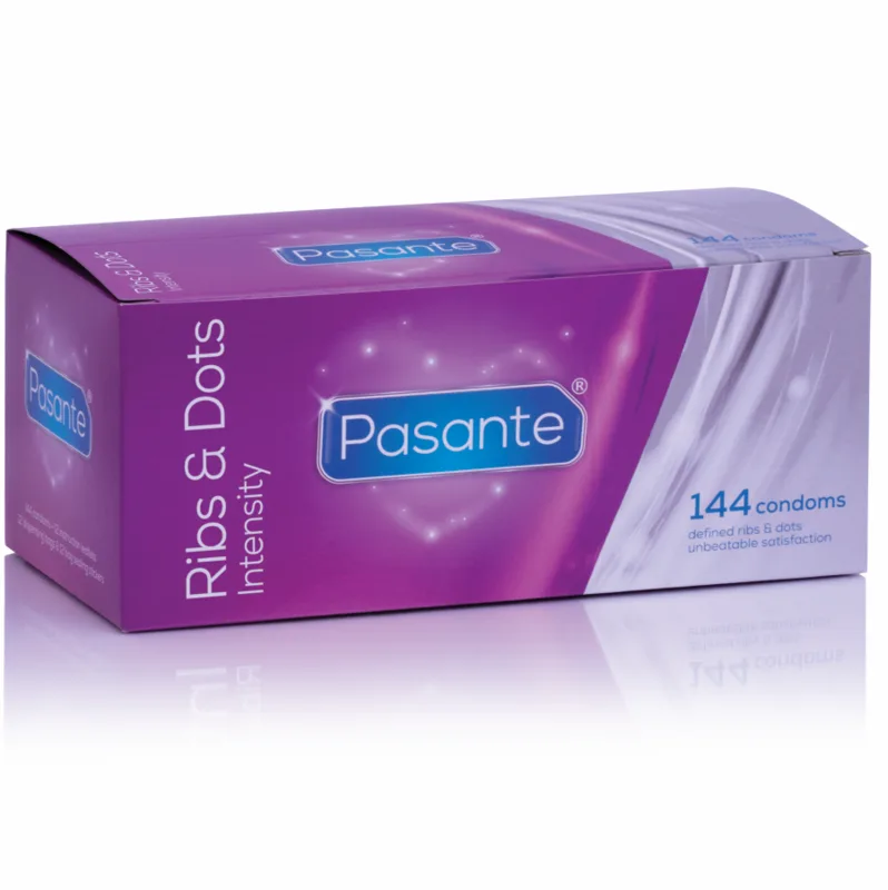 Pasante Ribs & Dots Intensity Kondomer – 144 Enheter (12 x 12 Förpackningar)
