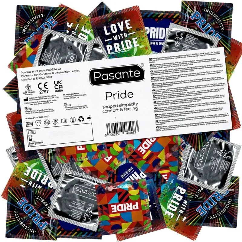 Pasante Format Gay Pride Condoms – Bulk Pack of 144