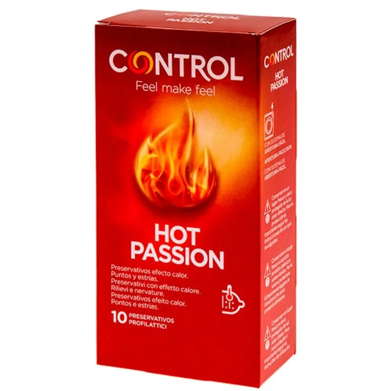 Control Hot Passion Värmande Texturerade Kondomer – Förpackning med 10