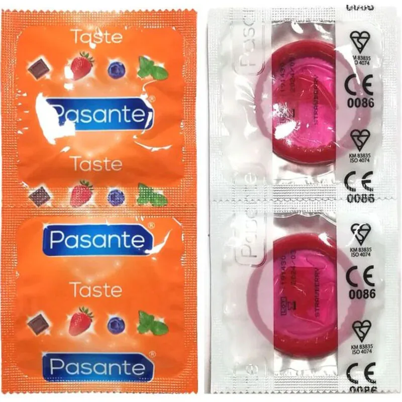 Pasante Jordgubbssmakande Kondomer – Storpack med 144
