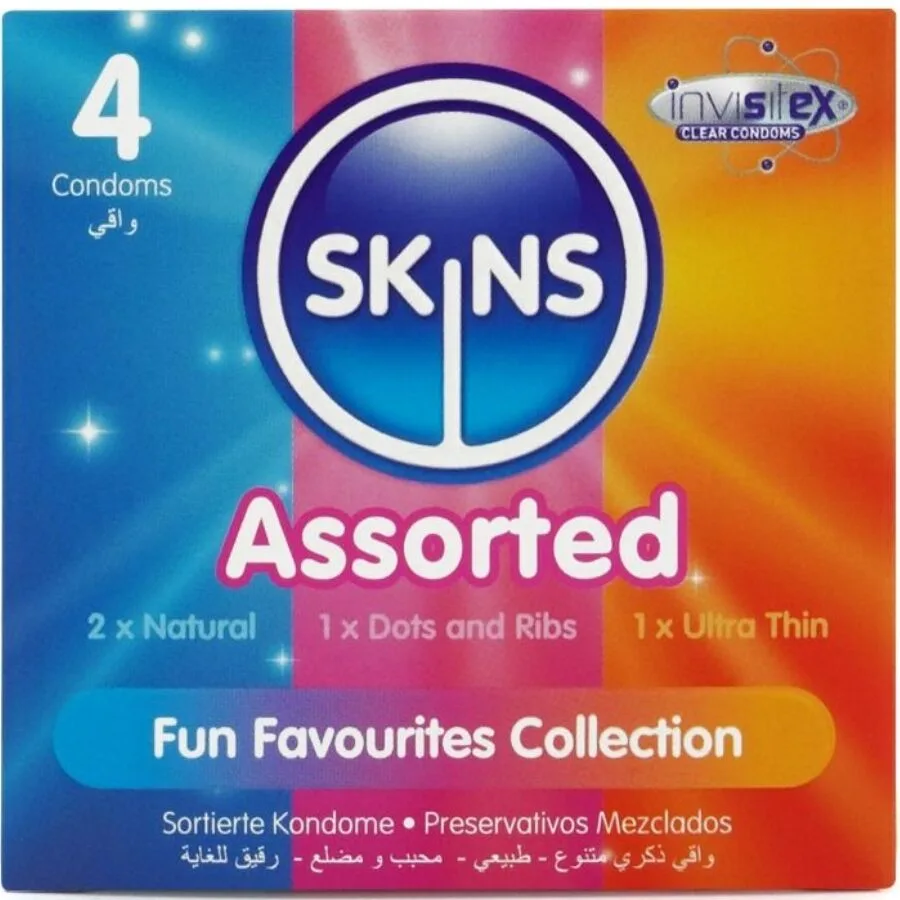 Skins Assorted Premium Kondomer – Varietetsförpackning med 4 st