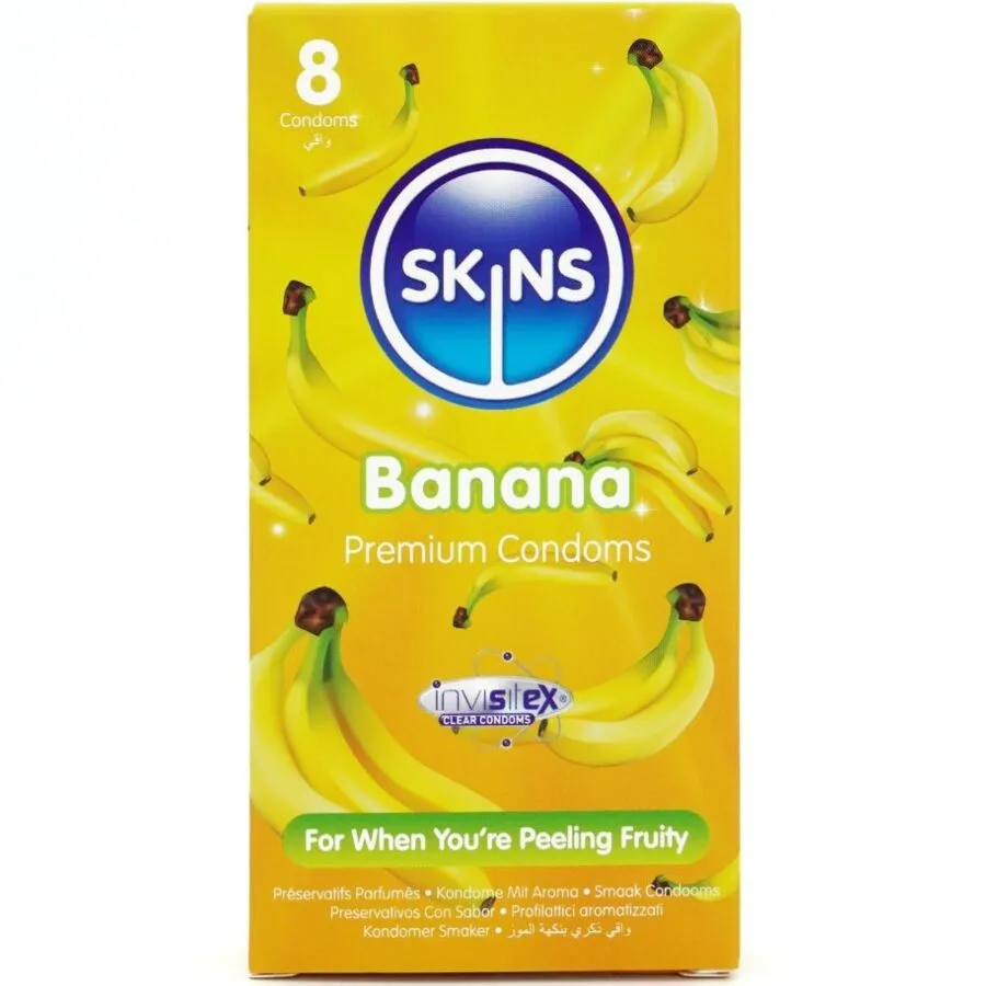 Skins Banana Flavoured Premium Condoms – Förpackning med 8