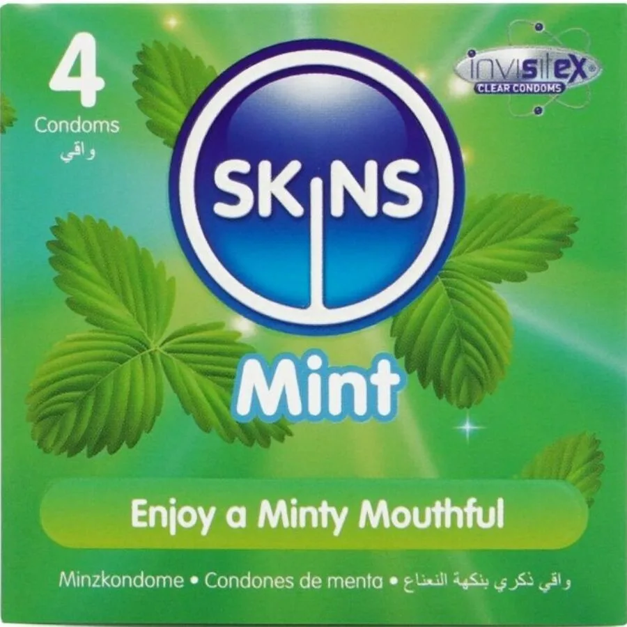 Skins Mint Premium Smaksatta Kondomer – Förpackning med 4