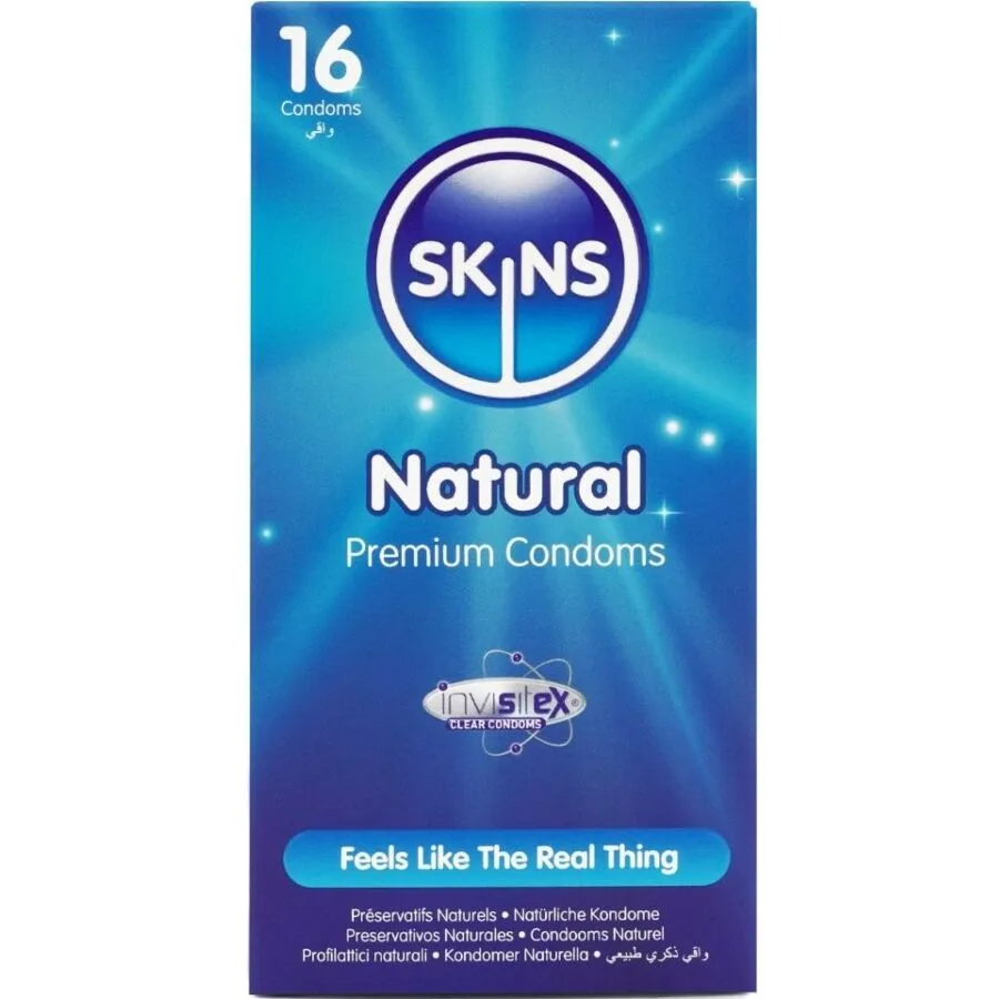 Skins Natural Premium Latexkondomer – Förpackning med 16