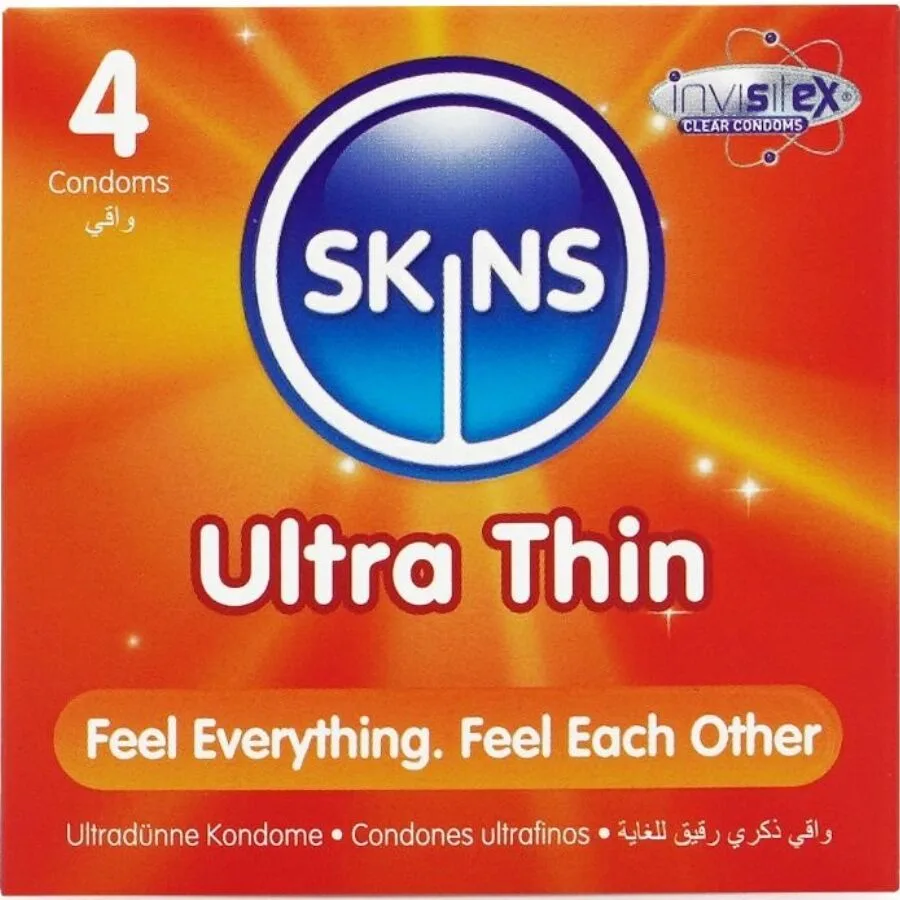 Skins Ultra Thin Premium Natural Latex Kondomer – Förpackning med 4