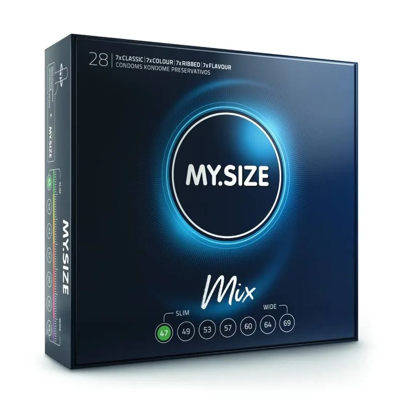 My Size - Mix Kondomer 47 mm | Variationsförpackning med 28 enheter