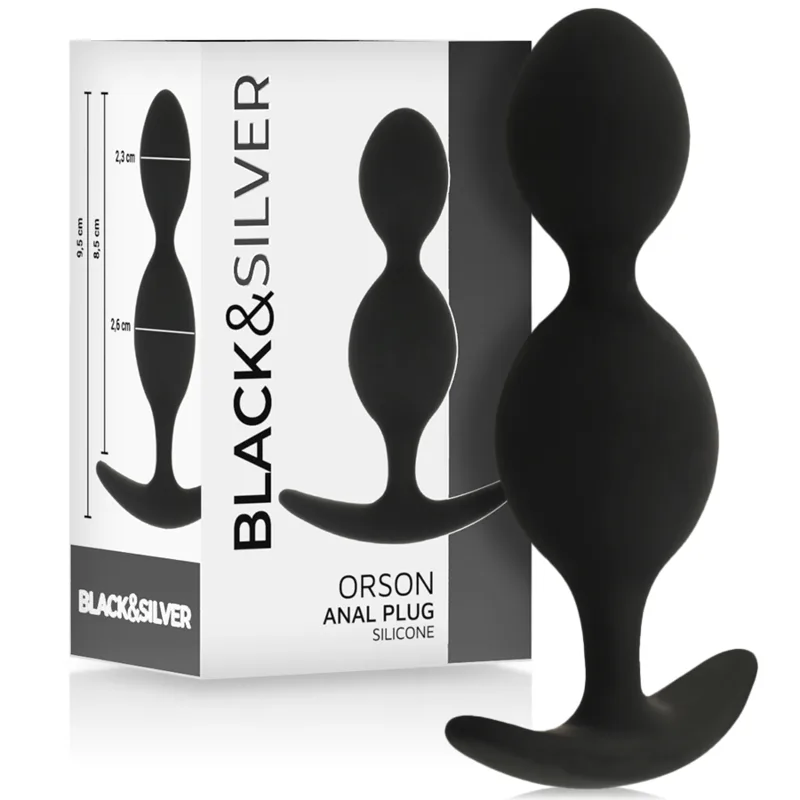 Black&Silver Orson Silikon Analplug – Dubbelvågig Design, 9 cm