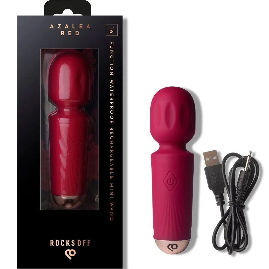 Rocks-Off Mini Uppladdningsbar Wand-Vibrator – 16 Funktioner – Azalea Red