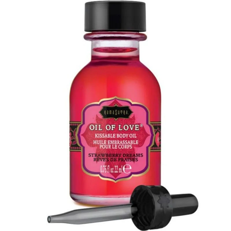 Kamasutra Oil of Love – Ätbar Kyssbar Olja – Smak av Strawberry Dreams 22 ml
