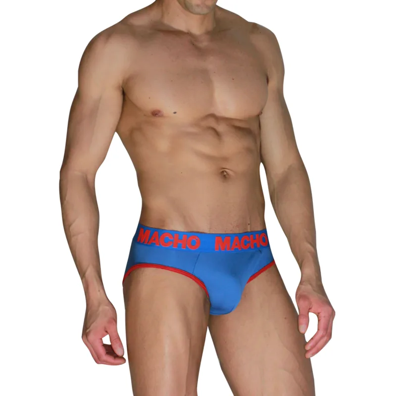 Macho MCH005 Klassisk Brief med Konturpåse – Blå & Röd