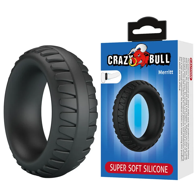 Crazy Bull - Merritt Texturerad Silikonpenisring Svart