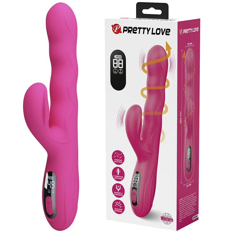 Pretty Love Winters Multifunktions Rabbit Vibrator med LED-display – Rosa
