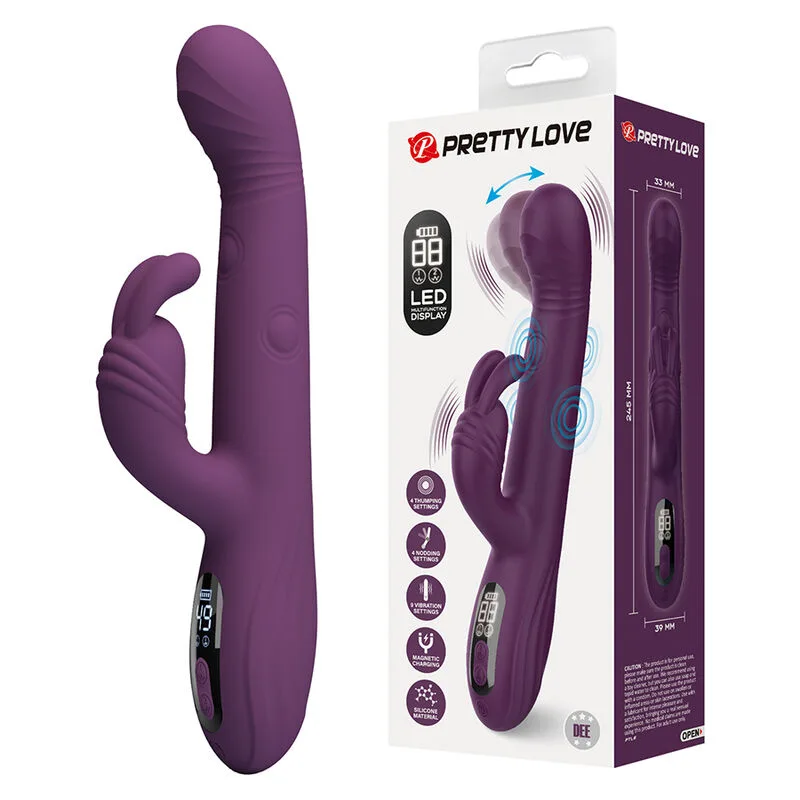 Pretty Love Dee Multifunktions Kaninvibrator med Oscillerande och Perkussiv Stimulering – Lila
