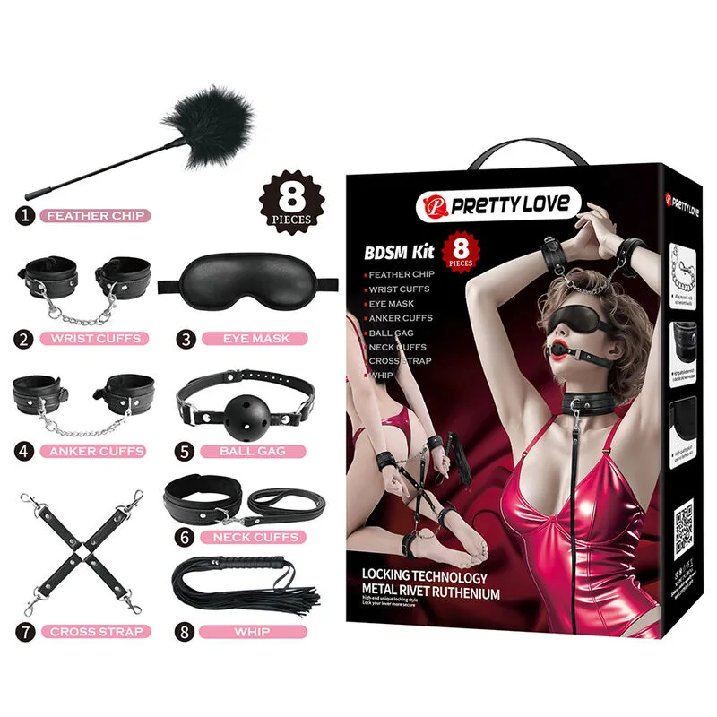 Pretty Love 8-delars BDSM Bondage Kit – Svart