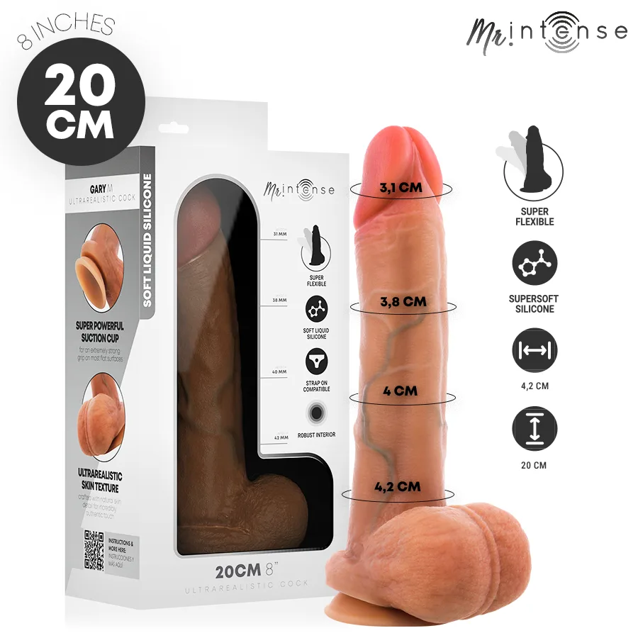 Mr Intense - Gary M Ultrarealistisk Dildo med Testiklar 20 CM -Ø- 4.2 CM
