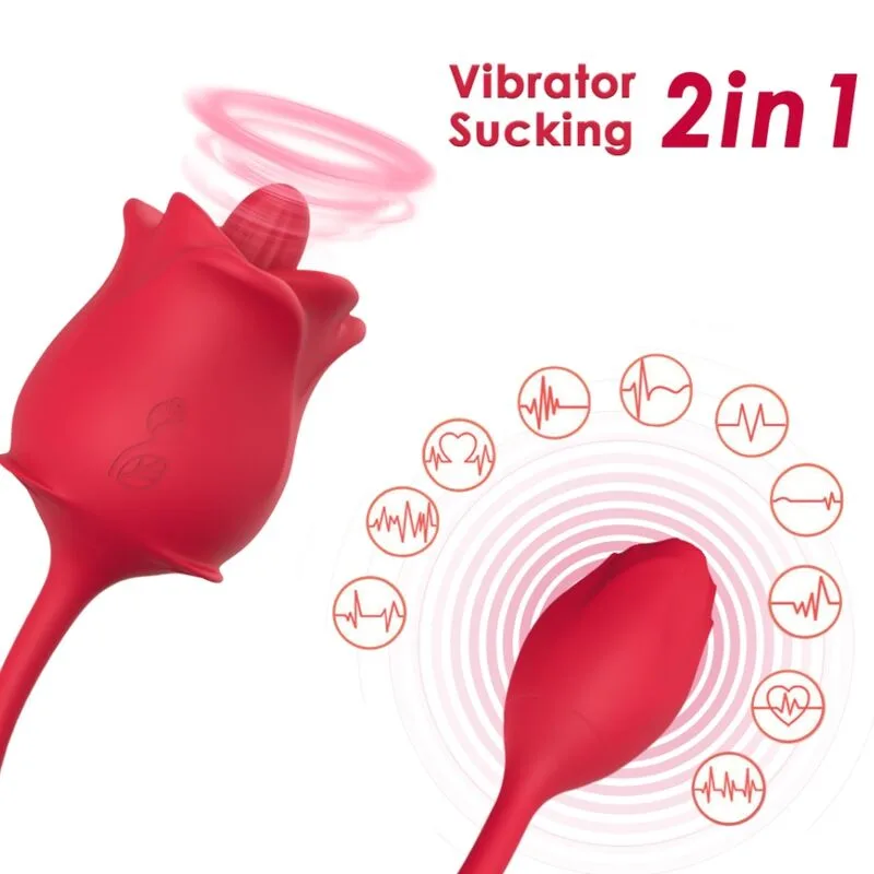 Armony - Rosa 2-i-1 Klitorissug & Vibrator med 10 Lägen och Röd Svans