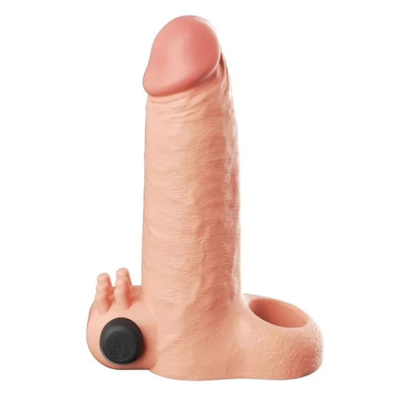 Fantasy X-Tensions Vibrerande Penisförlängare med Realistisk Känsla 5 cm – Beige