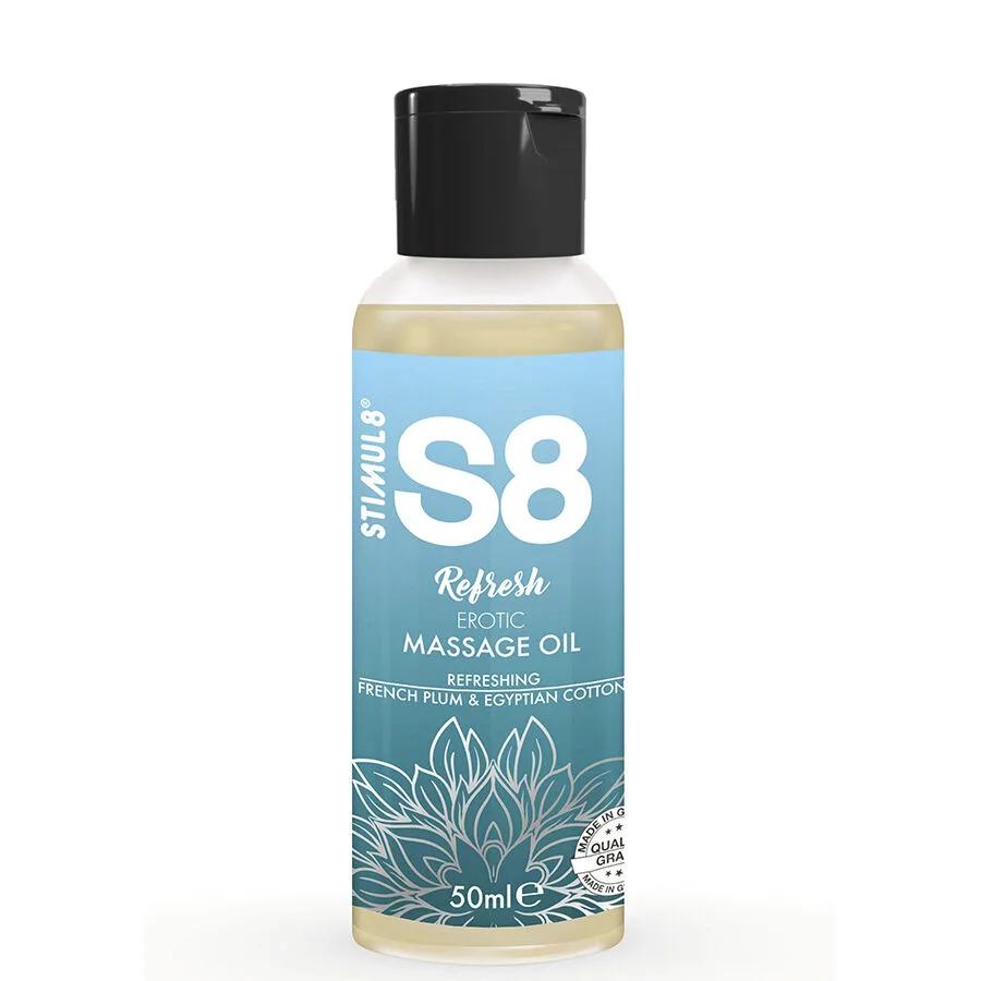 STIMUL8 S8 Refresh Erotisk Bomullsmassageolja – French Plum & Egyptian Cotton 50 ml