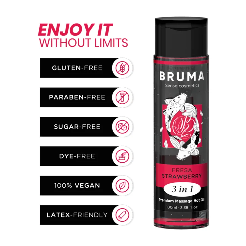 Bruma - Premium 3-in-1 Warming Massage Oil with Strawberry Flavour - 100ml