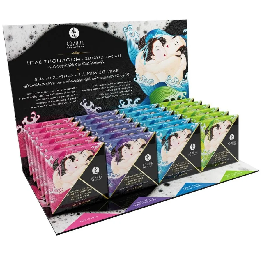 Shunga - Love Bath Smaksatta Badsalter Displayförpackning – 24 Enheter