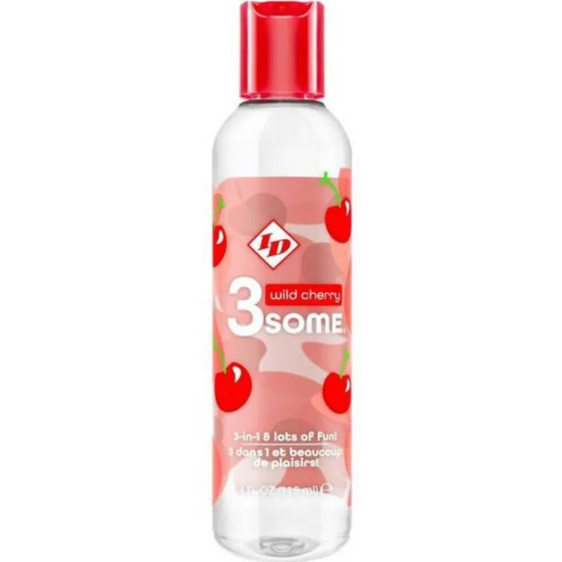 Id 3SOME - Wild Cherry Flavoured 3-in-1 Intimate Lubricant & Massage Oil | 4 fl oz