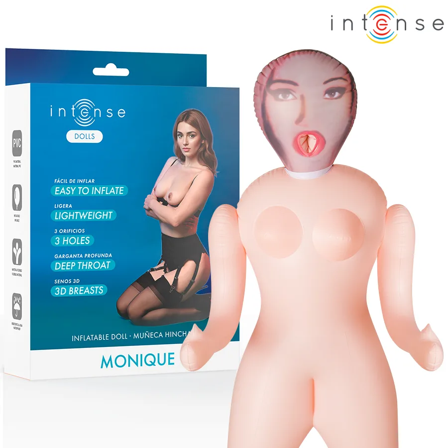 Intense Dolls – Monique Uppblåsbar Sällskapsdocka i Fullstorlek med Tre Funktionella Stimuleringsöppningar