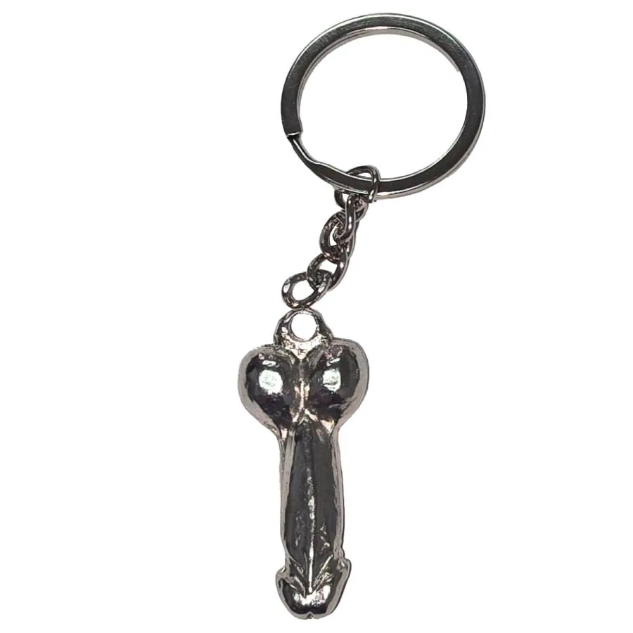 Diablo Picante – Silvermetallnyckelring med Anatomisk Penisform | Rolig Presentaccessoar