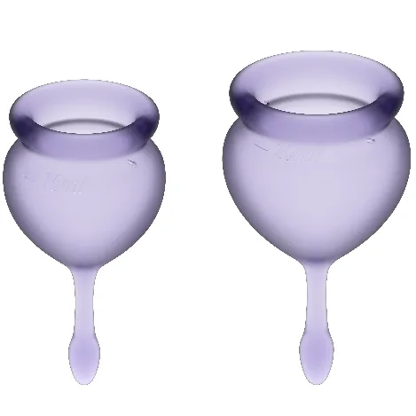 Satisfyer Feel Good Menskopp Set – Lila | 15 ml & 20 ml | Återanvändbar medicinsk silikon