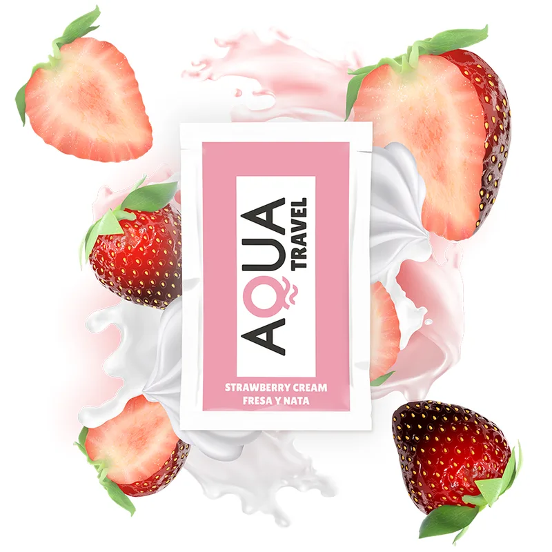 Aqua Travel Strawberry Cream Flavoured Water-Based Personal Lubricant – 6 ml Travel Size