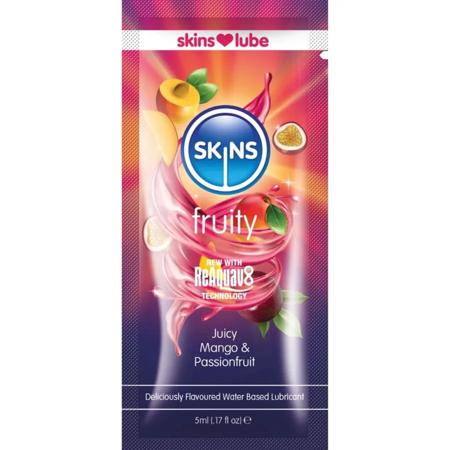 Skins Fruity Vattenbaserat Personligt Glidmedel – Mango & Passionsfrukt Smak | Engångspåse 5ml