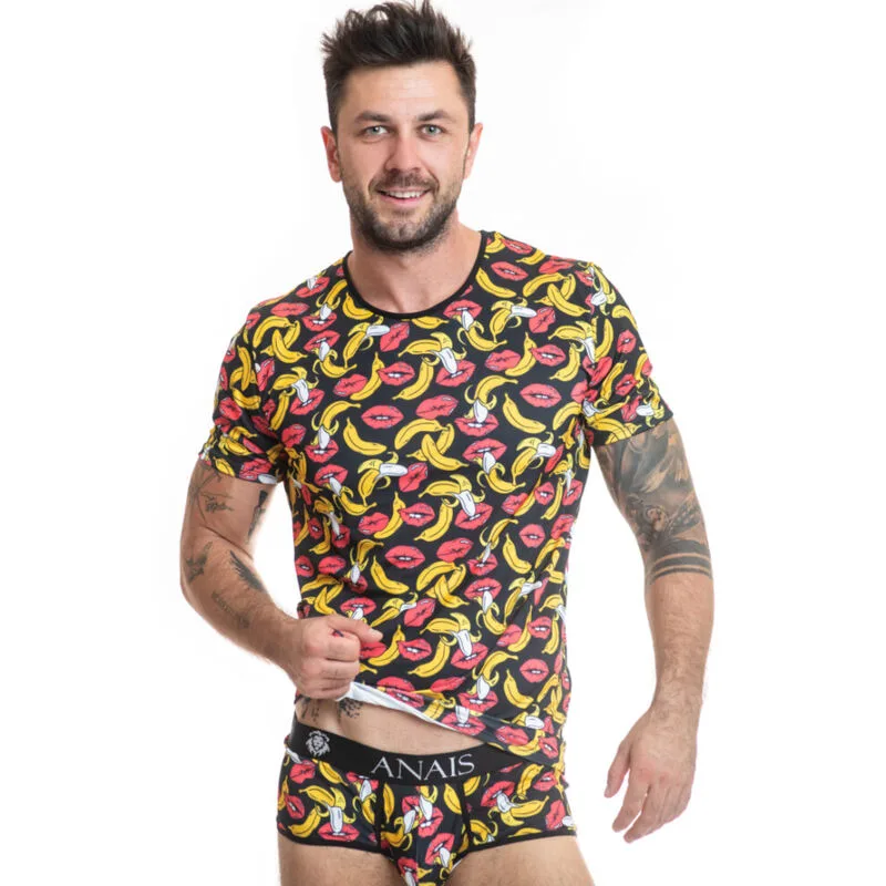 Anais Men - T-shirt med bananmönster (Storlek S)