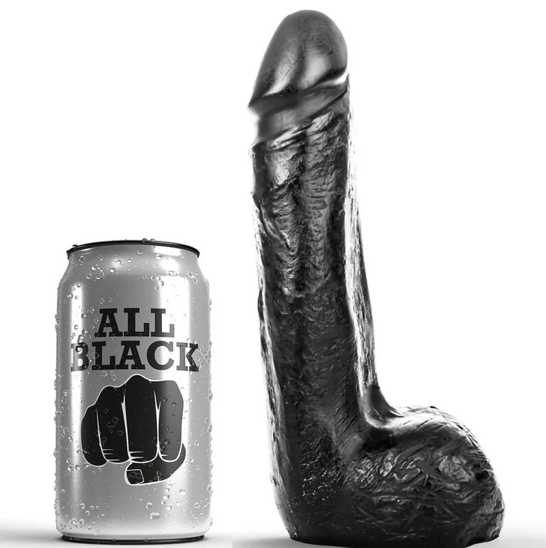 All Black – Semi-Realistisk Dildo 20 cm | Kroppssäker TPR | Anal- och Vaginalbruk